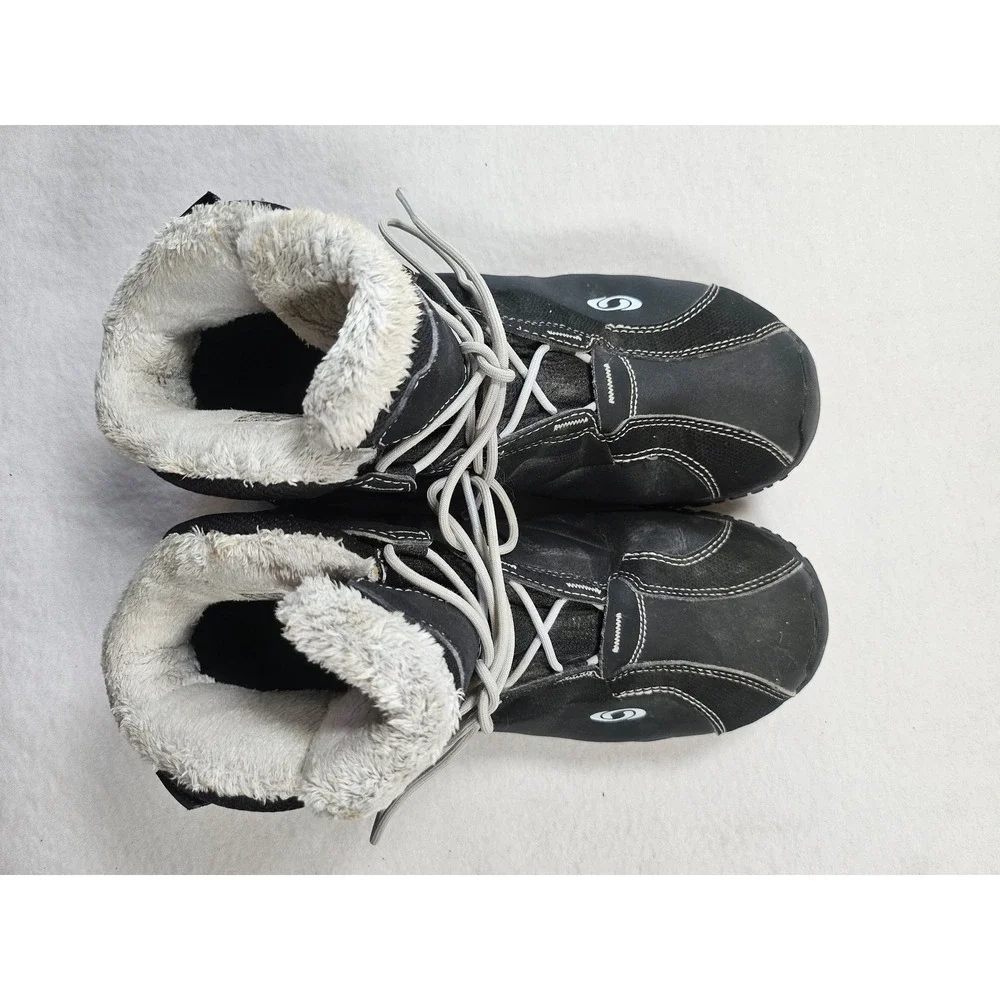 Salomon Waterproof Thinsulate Winter Snow Boots Black Faux Fur Lined Womens 9.5
